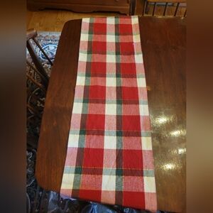 Plaid Table Runner - Red White Green Gold